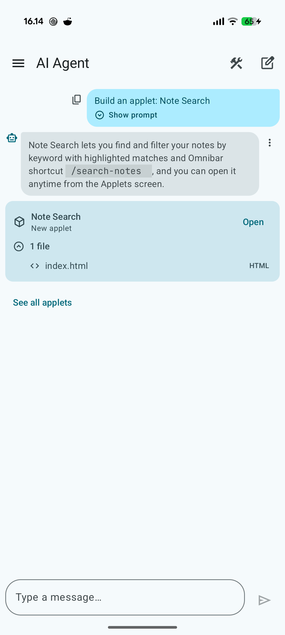 Fuusio AI Agent screen