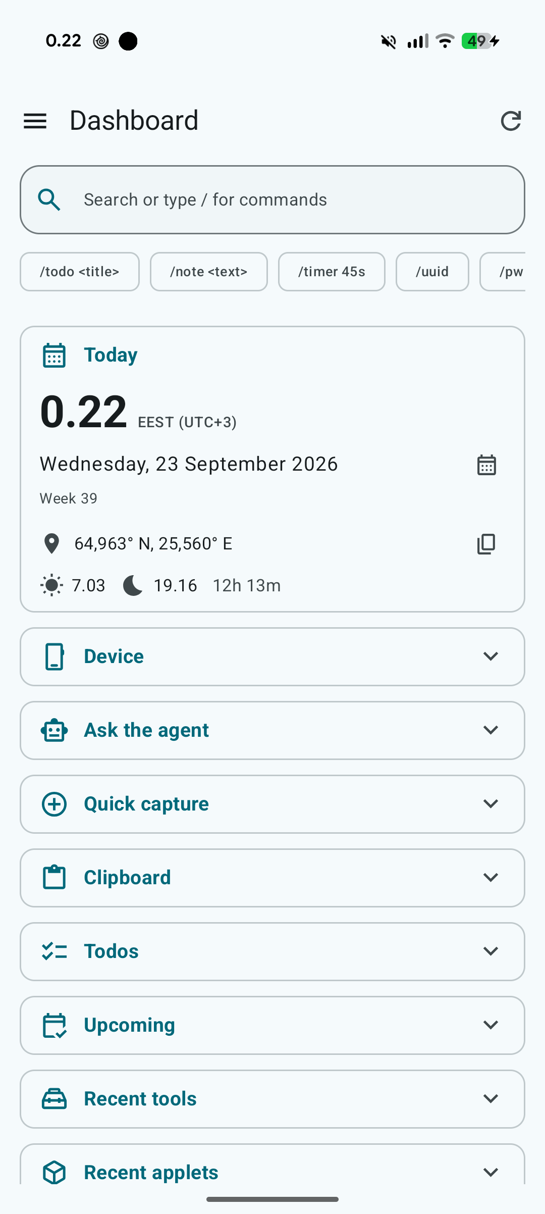 Fuusio Dashboard screen