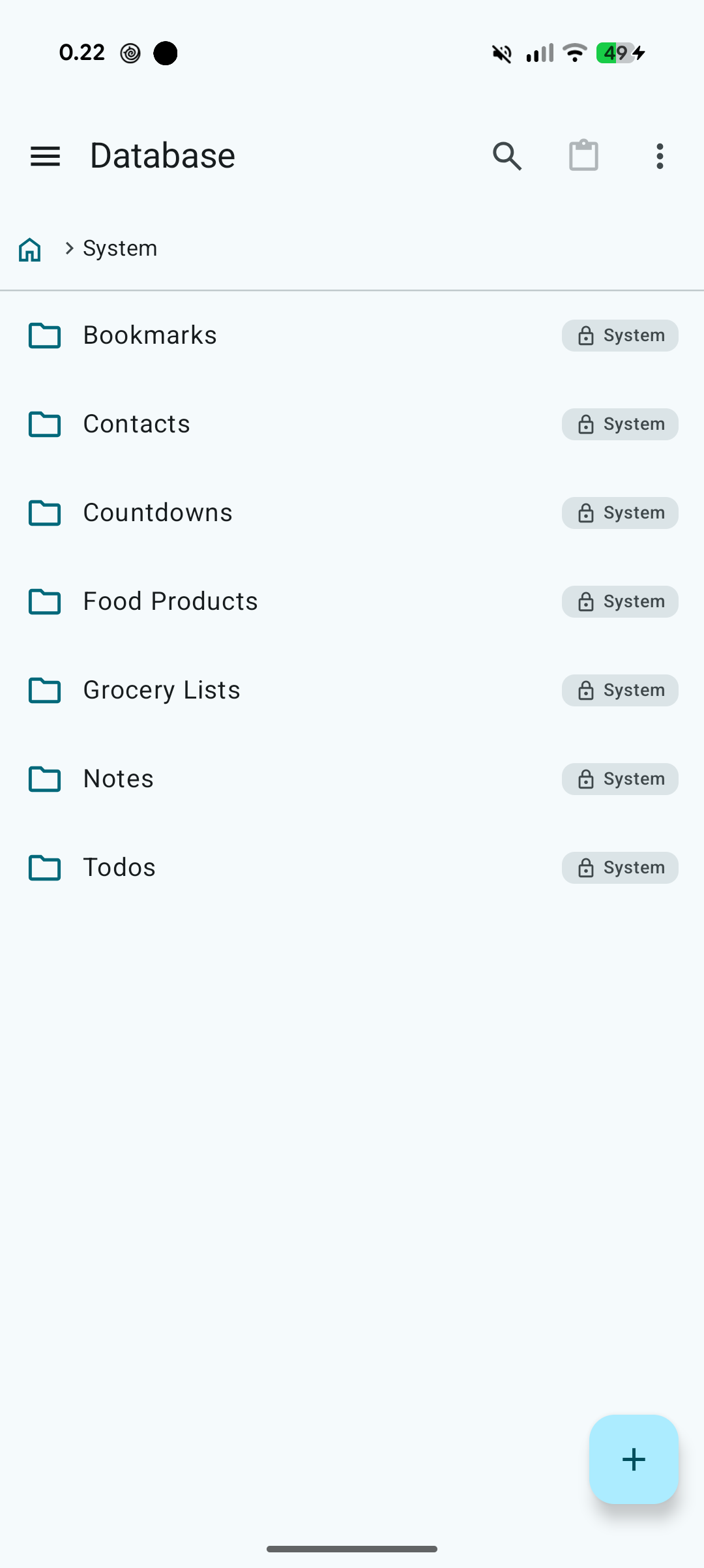 Fuusio Database screen
