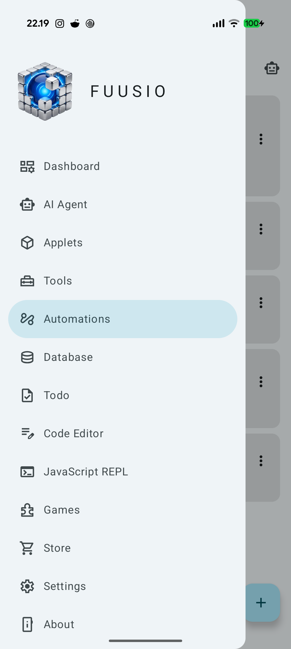 Fuusio Navigation Drawer screen