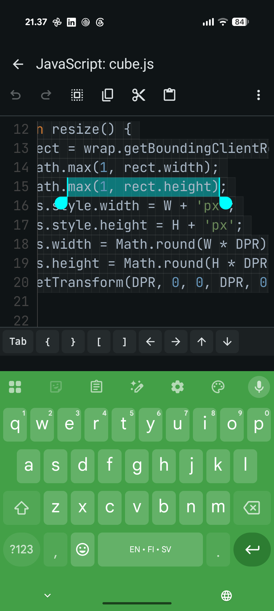 Fuusio Code Editor Screen