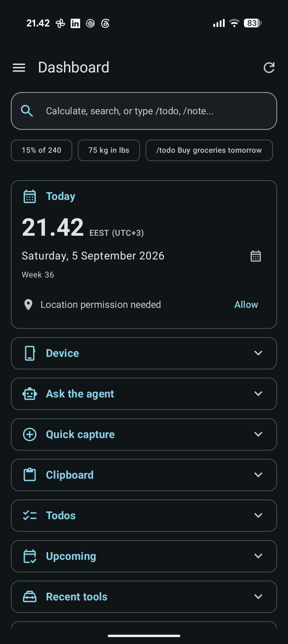 Fuusio Dashboard Screen