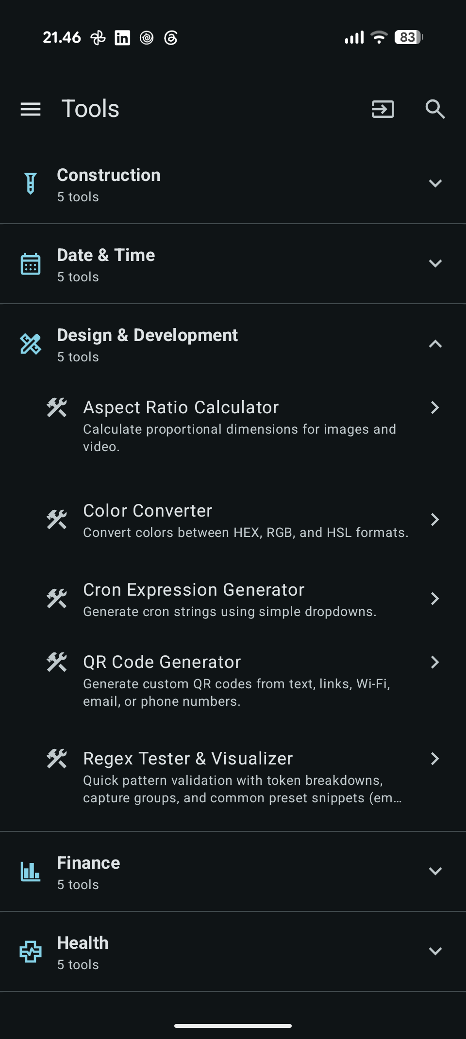 Fuusio Tools Screen